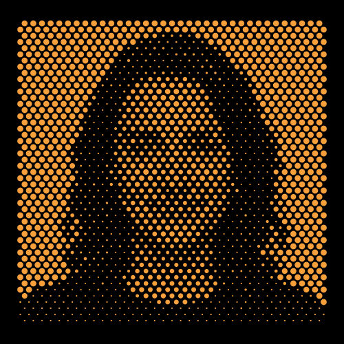 Halftone Dot Portrait Pattern — parametric vector pattern preview, preset #082
