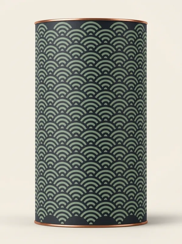 Packaging wrapped in a seigaiha wave pattern