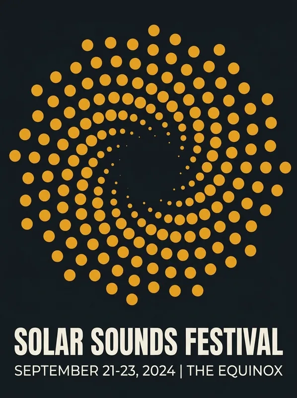Festival key visual built from a Fibonacci dot spiral