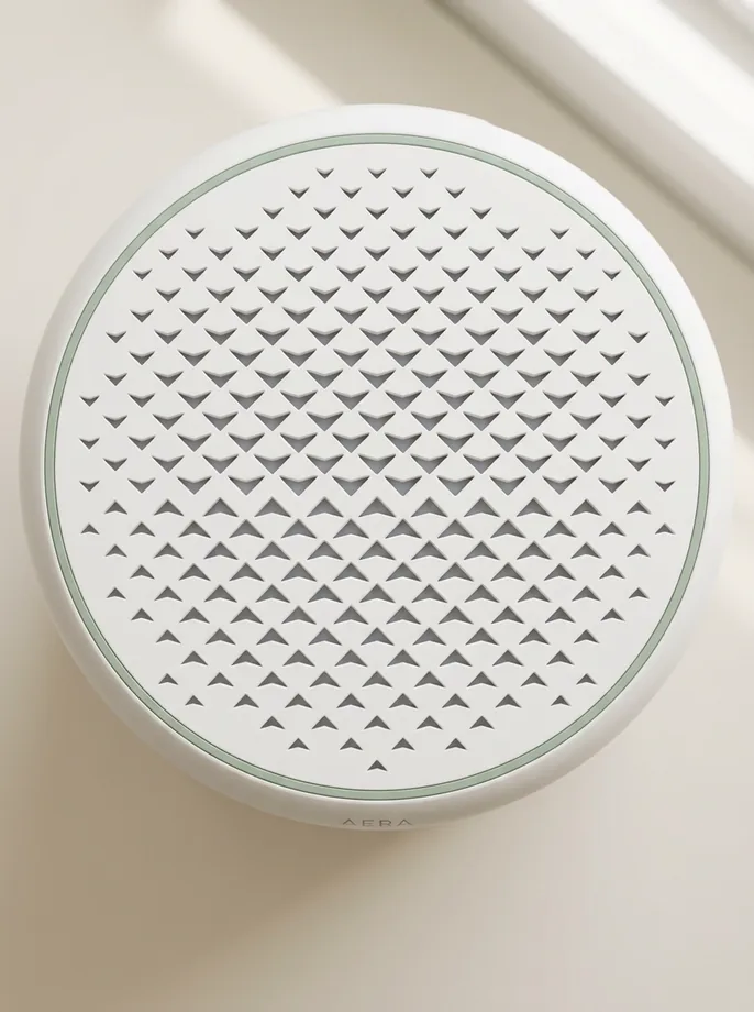 Round speaker with a triangular perforation grid