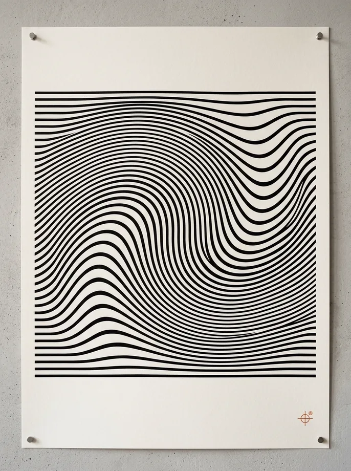 Framed art print of pinched wavy flow lines